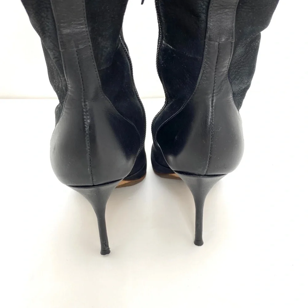 Sophia Webster Hallie Nubuck Leather Over the Knee Heel Boot in Black - Picture 10 of 16